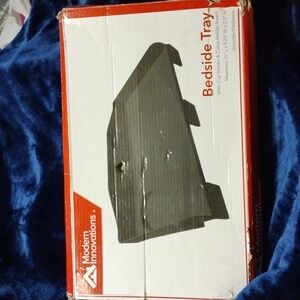 Modern Innovations Black Bedside Tray w/Cup Holder and Cable Holder Insert 15"